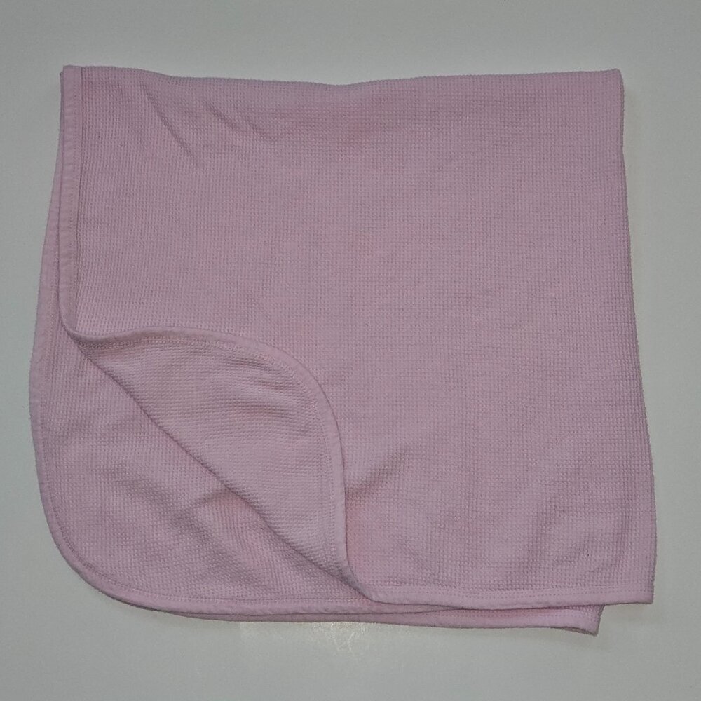 Luvable Friends Solid Pink Waffle Knit Cotton Thermal Baby Blanket 31x34